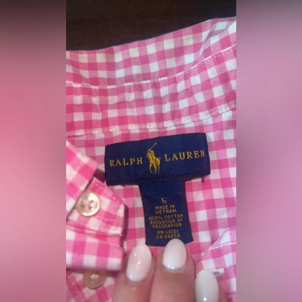 Pink gingham colllared Polo Ralph Lauren - Picture 3 of 3